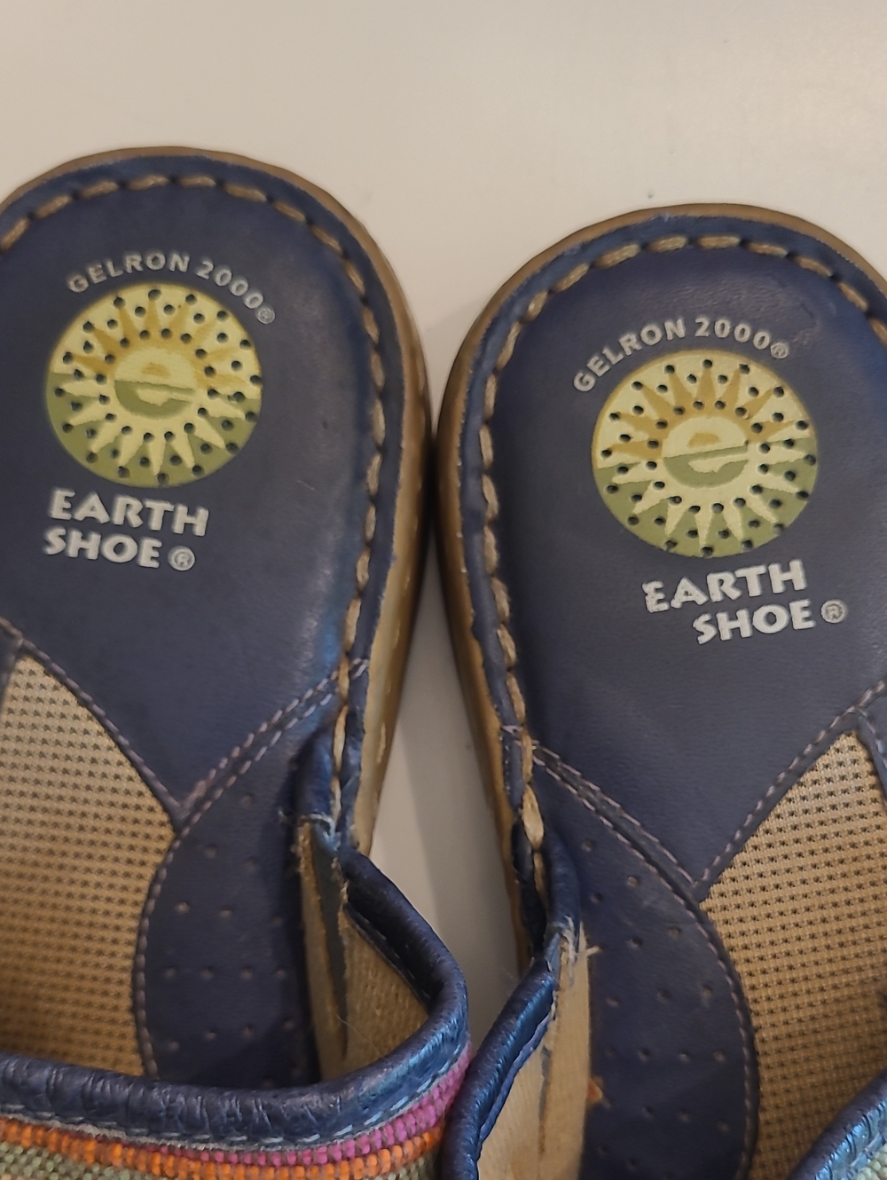 Earth Shoe Gelron2000 Tahoe Slide Sandal Multicolor Striped Print Straps - Picture 4 of 17